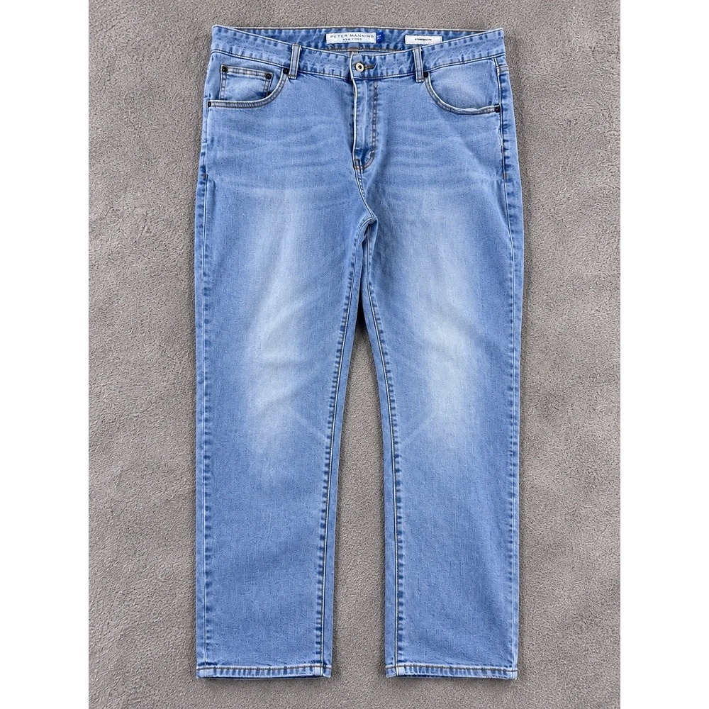 Peter Manning New York Jeans Mens 36x28 Light Wash Straight Standard Fit Denim